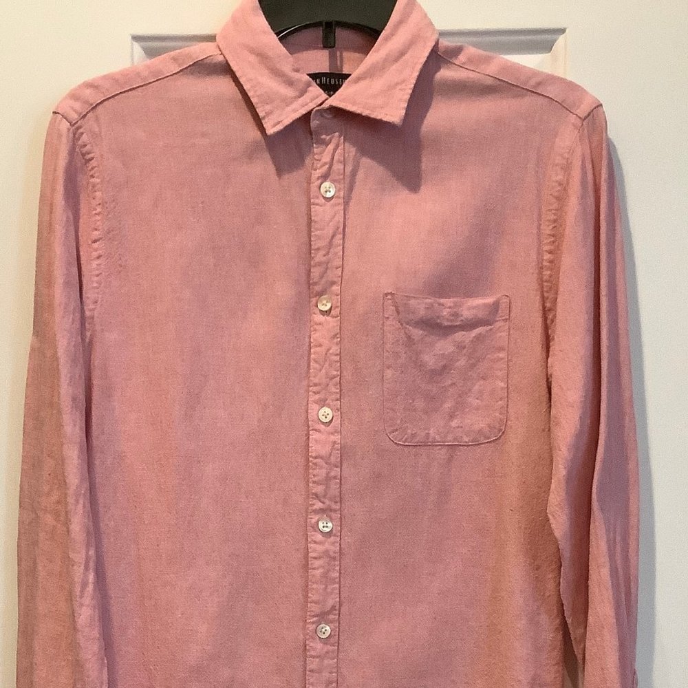 Van Heusen Mens Linen /Rayon Long Sleeve Pink Shirt -Size Small